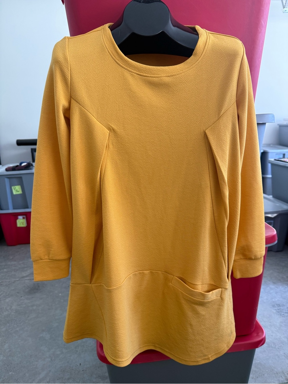 Mustard Yellow Long-Sleeve Pocket Tunic Top mp21